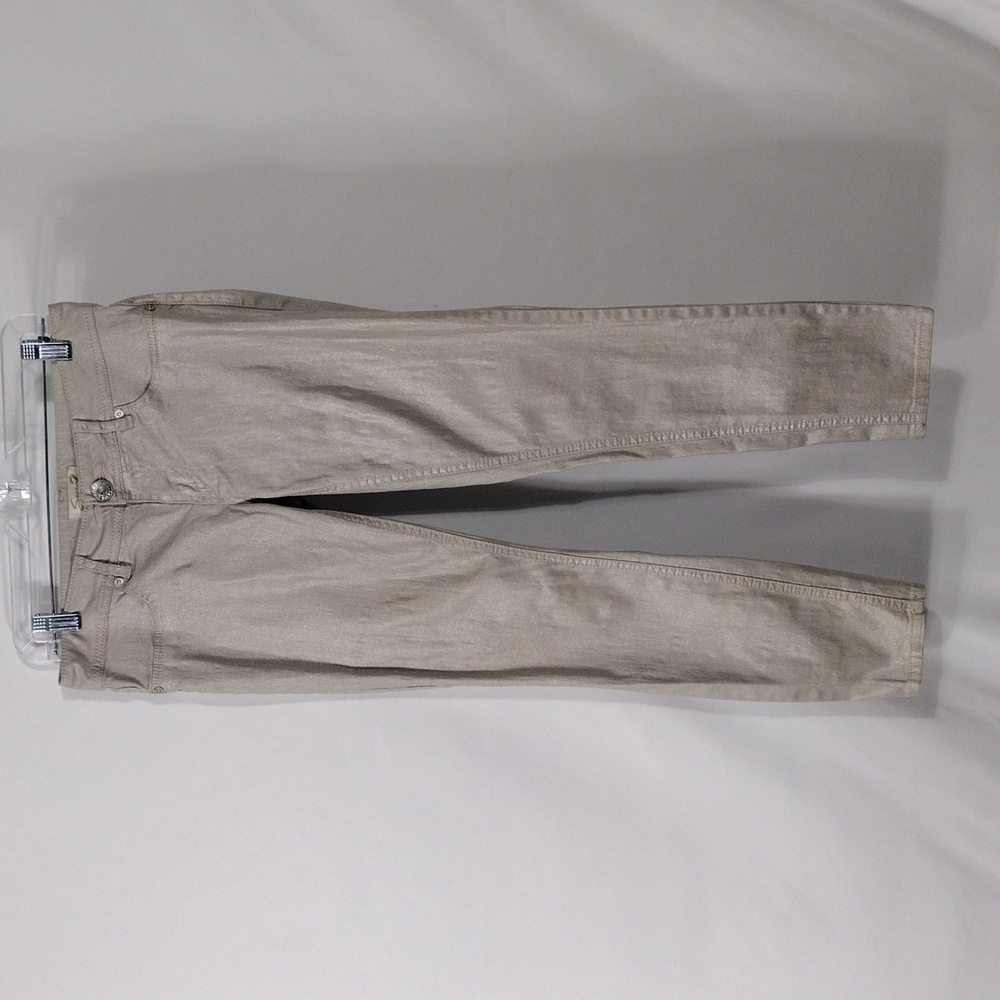 EUC Seven7 Tan Metallic Skinny jeans size 4 - Picture 1 of 15